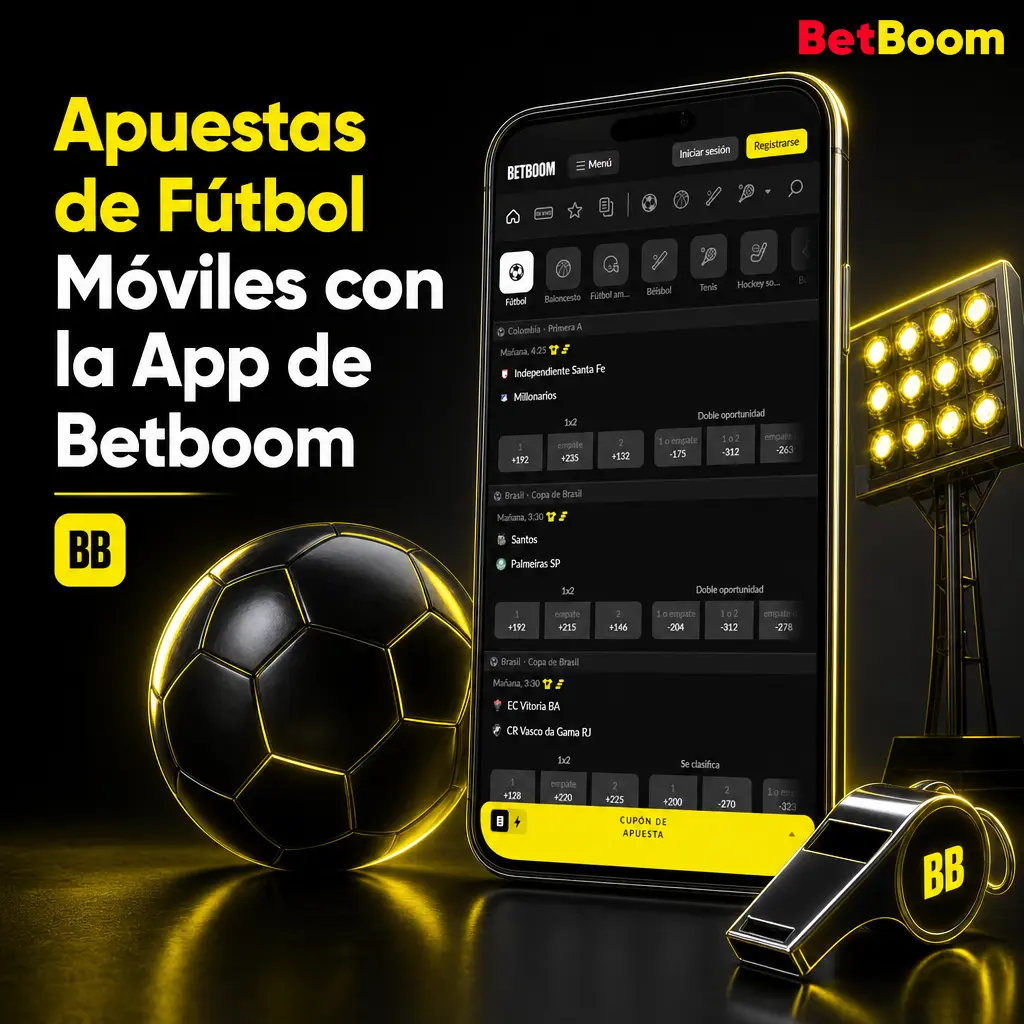 App de Betboom para apostar en fútbol desde tu móvil, con cuotas en vivo, notificaciones de partidos y depósitos rápidos vía SPEI u OXXO.