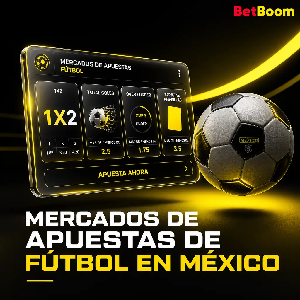 Mercados de apuestas de fútbol en Betboom México: 1X2, hándicap asiático, marcador exacto, córners y más opciones en vivo