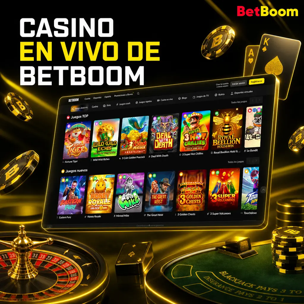 Casino en vivo de Betboom: ruleta, blackjack, bacará, game shows y póker con crupier humano en tiempo real las 24 horas.