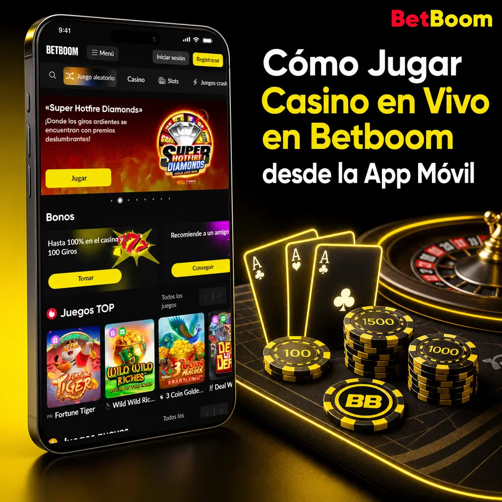 Cómo jugar casino en vivo en Betboom desde la app móvil: ingresa, elige una mesa y coloca tu apuesta antes de cerrar la ronda.
