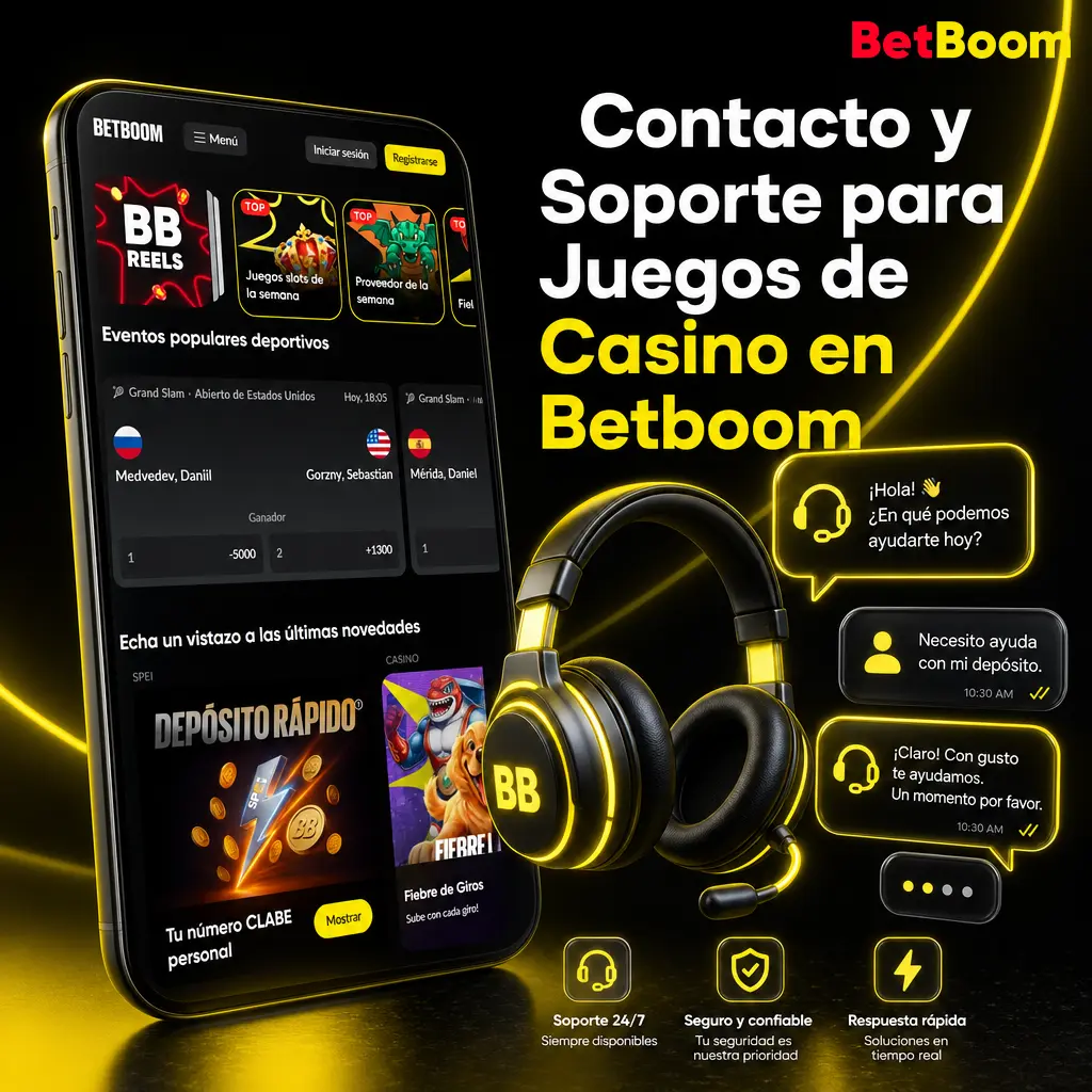Soporte 24/7 de Betboom para tragamonedas: chat en vivo, correo, WhatsApp y Telegram para dudas sobre depósitos y bonos.