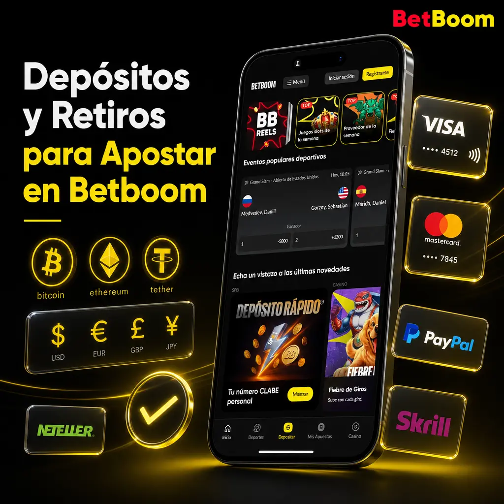 Depósitos y retiros en Betboom con criptomonedas, CoDi, SPEI, AstroPay y efectivo en OXXO, 7-Eleven, Soriana y Walmart.