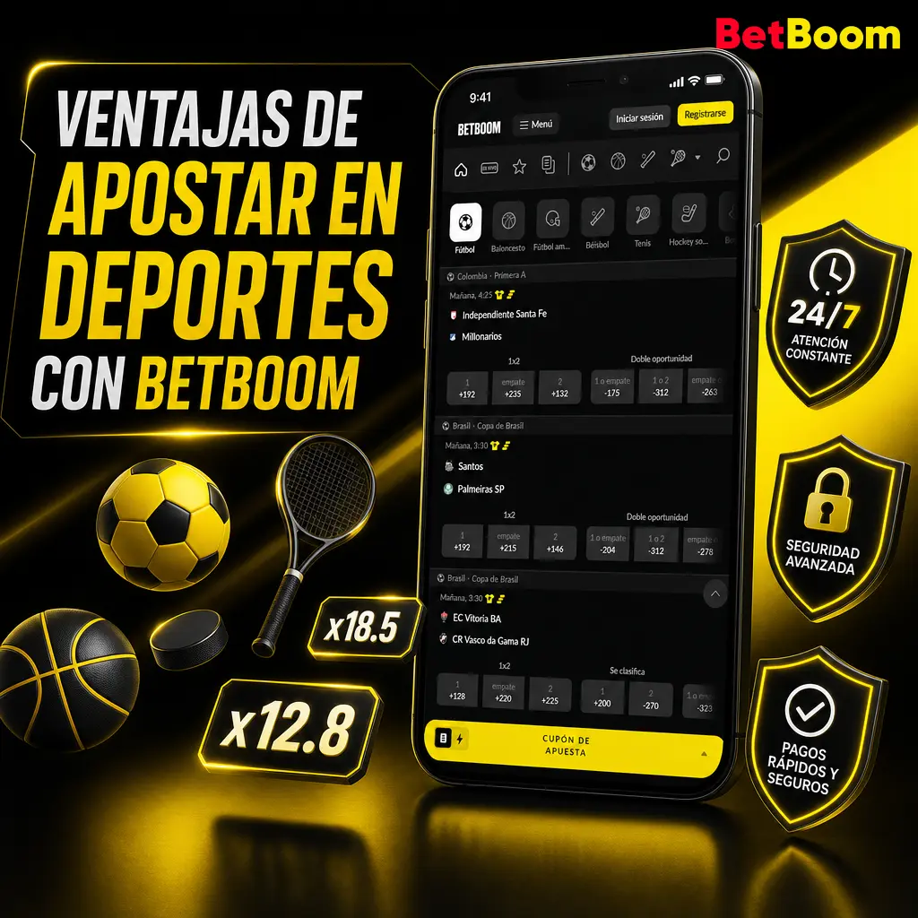 Ventajas de apostar en deportes con Betboom: cuotas competitivas, transmisiones en vivo y cash out disponible en México.