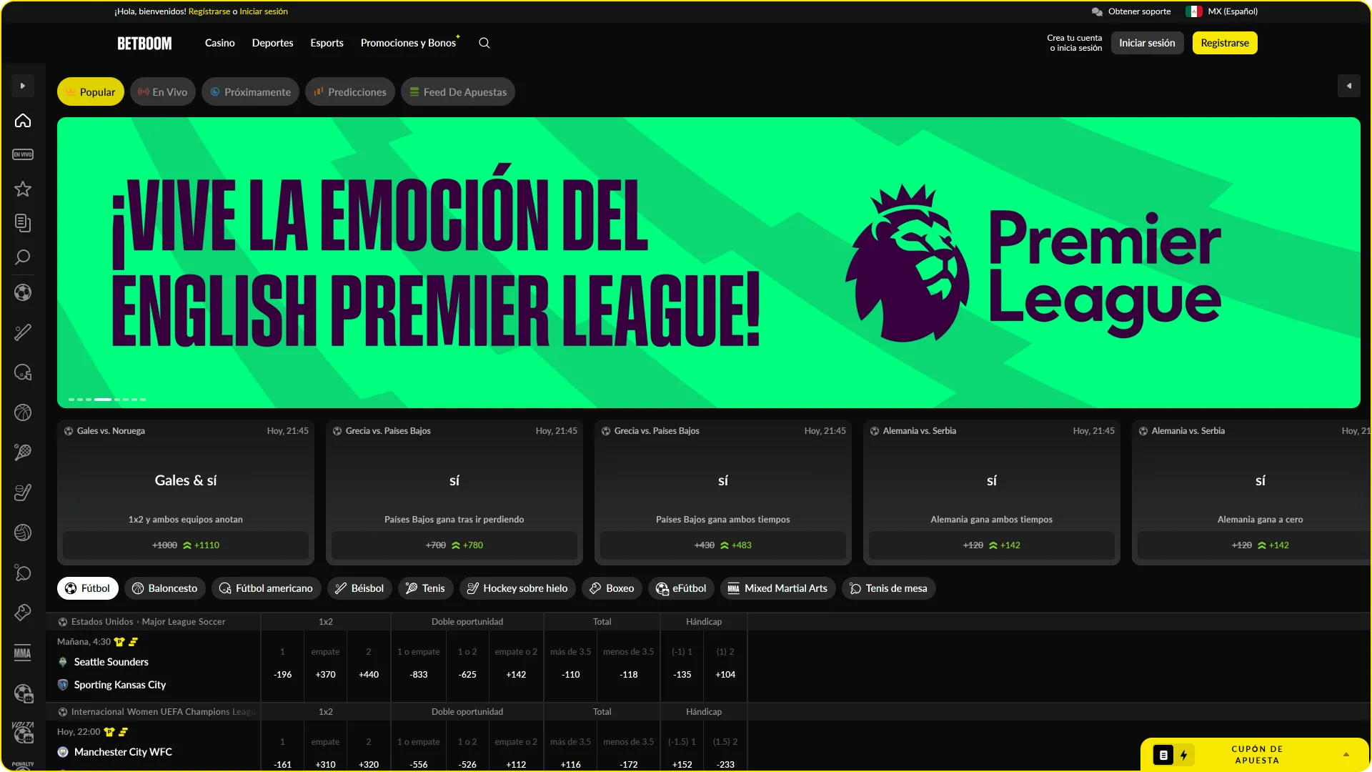 Apuesta en tus eventos deportivos favoritos con las mejores cuotas en Betboom México.